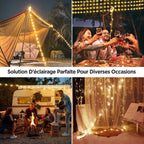 4 in 1 Camp Light – Portable Camping Lantern, String Lights with 8 Lighting Modes, Rechargeable Power Bank for Outdoor Adventures