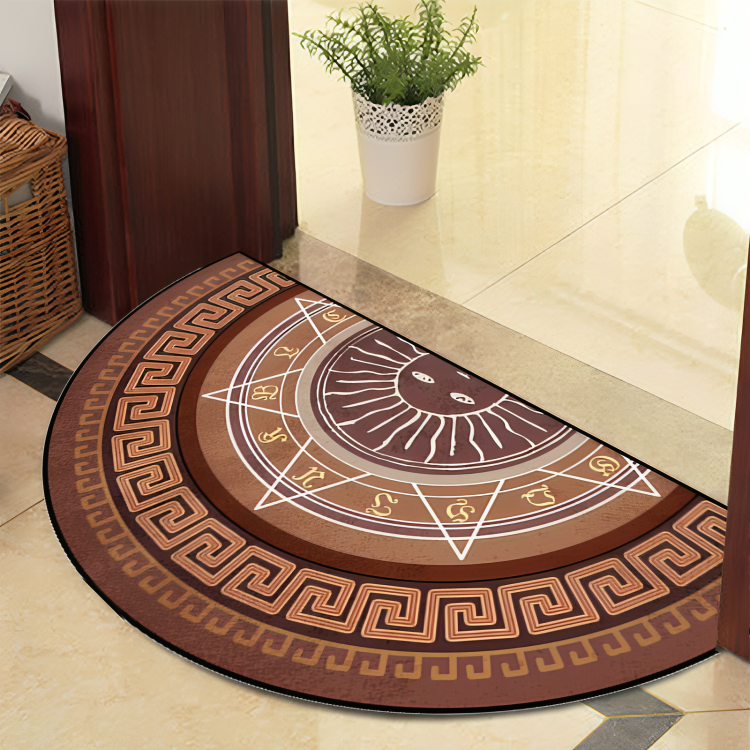 Round Mandala Rug - Thick non-slip Mat, machine washable, perfect for living room, hallway and outdoors – Polyester