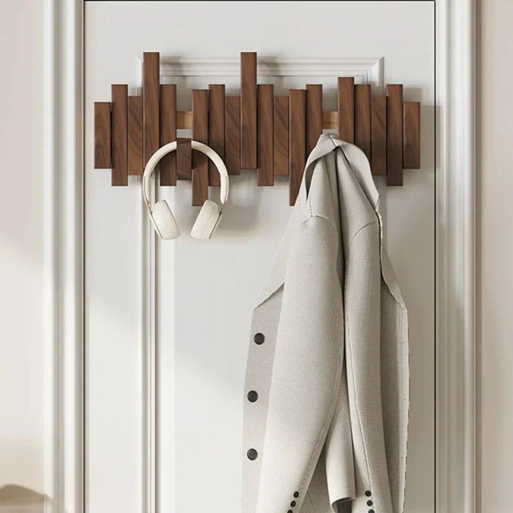 Modern piano-style hanger made of walnut and beech wood