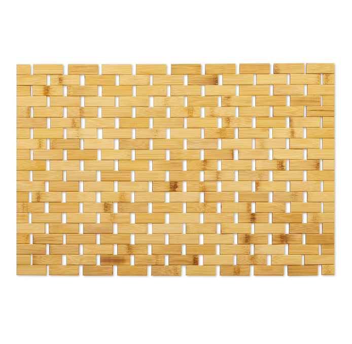 Bamboo Bath Mat Non-Slip Water Repellent Runner Rug For Bathroom Natural Wood Bathroom Shower Rug Non-Slip Fabric