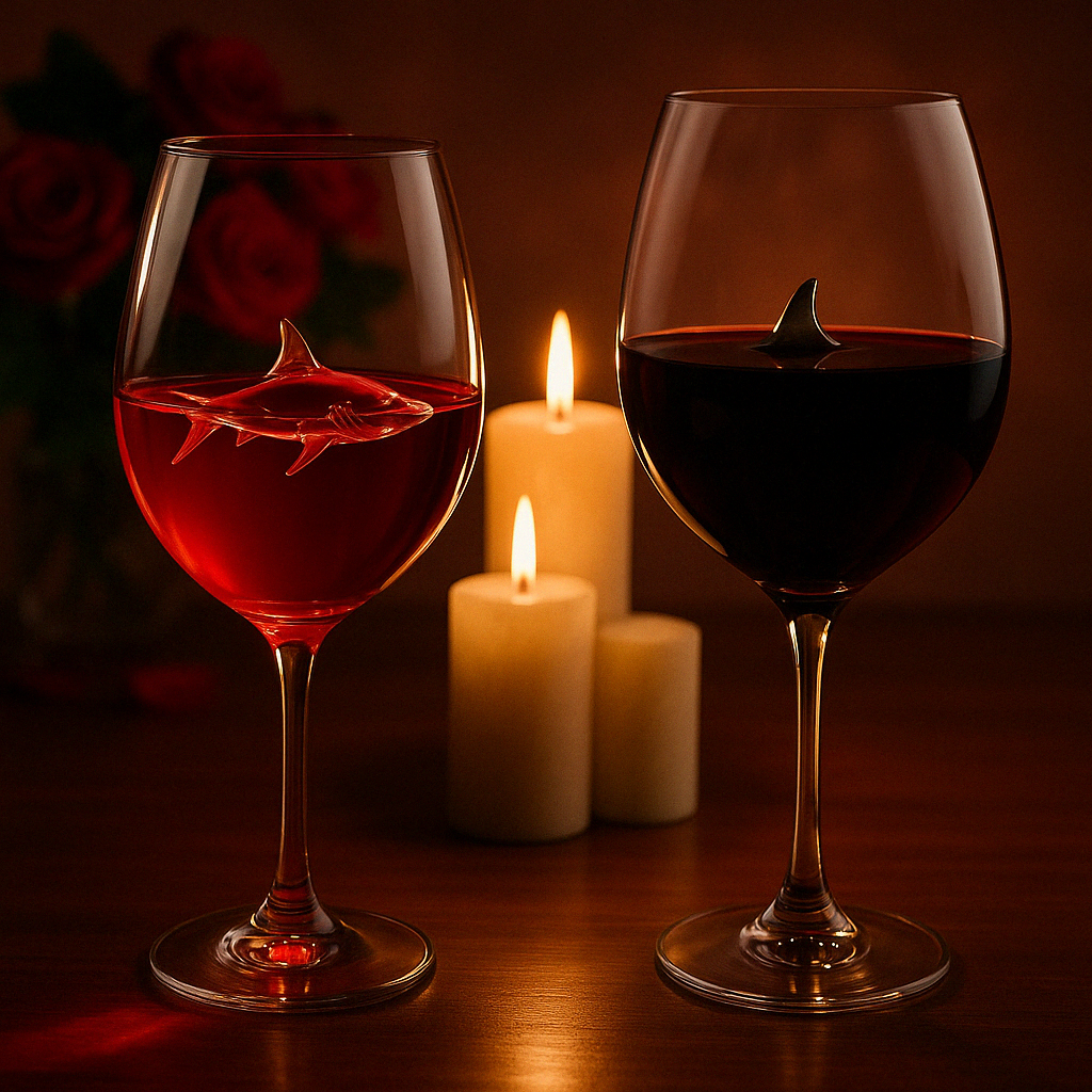 Built-in Shark Sea Wine Glasses