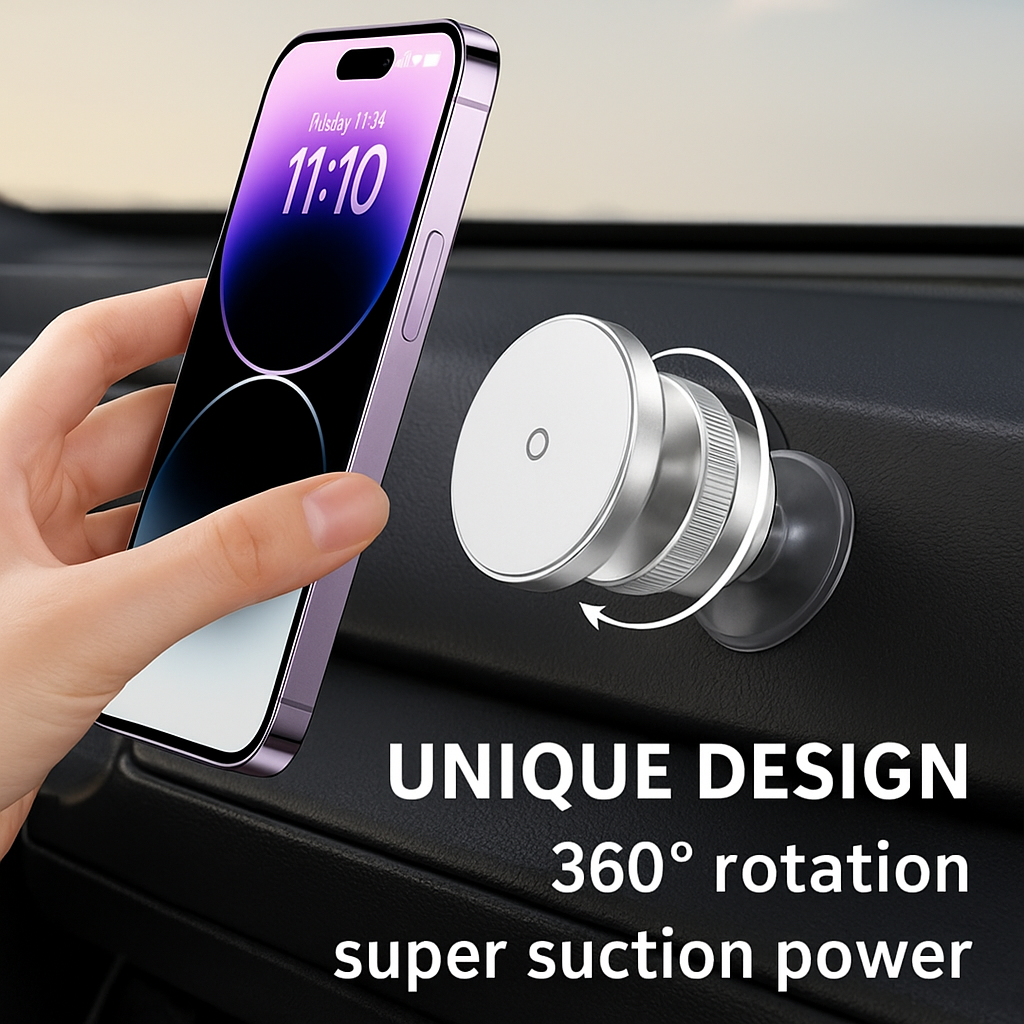 Rotating Magnetic Super Strong Vacuum Car Phone Holder