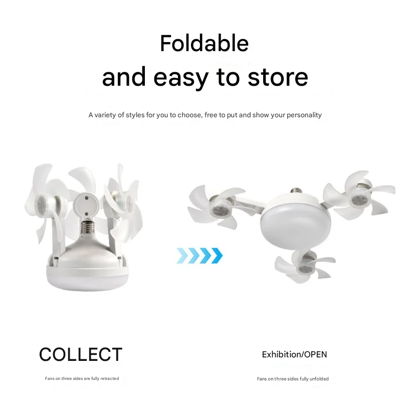 Ceiling Fan Light with Remote Control, Foldable Blades and 249–2000 Lumens
