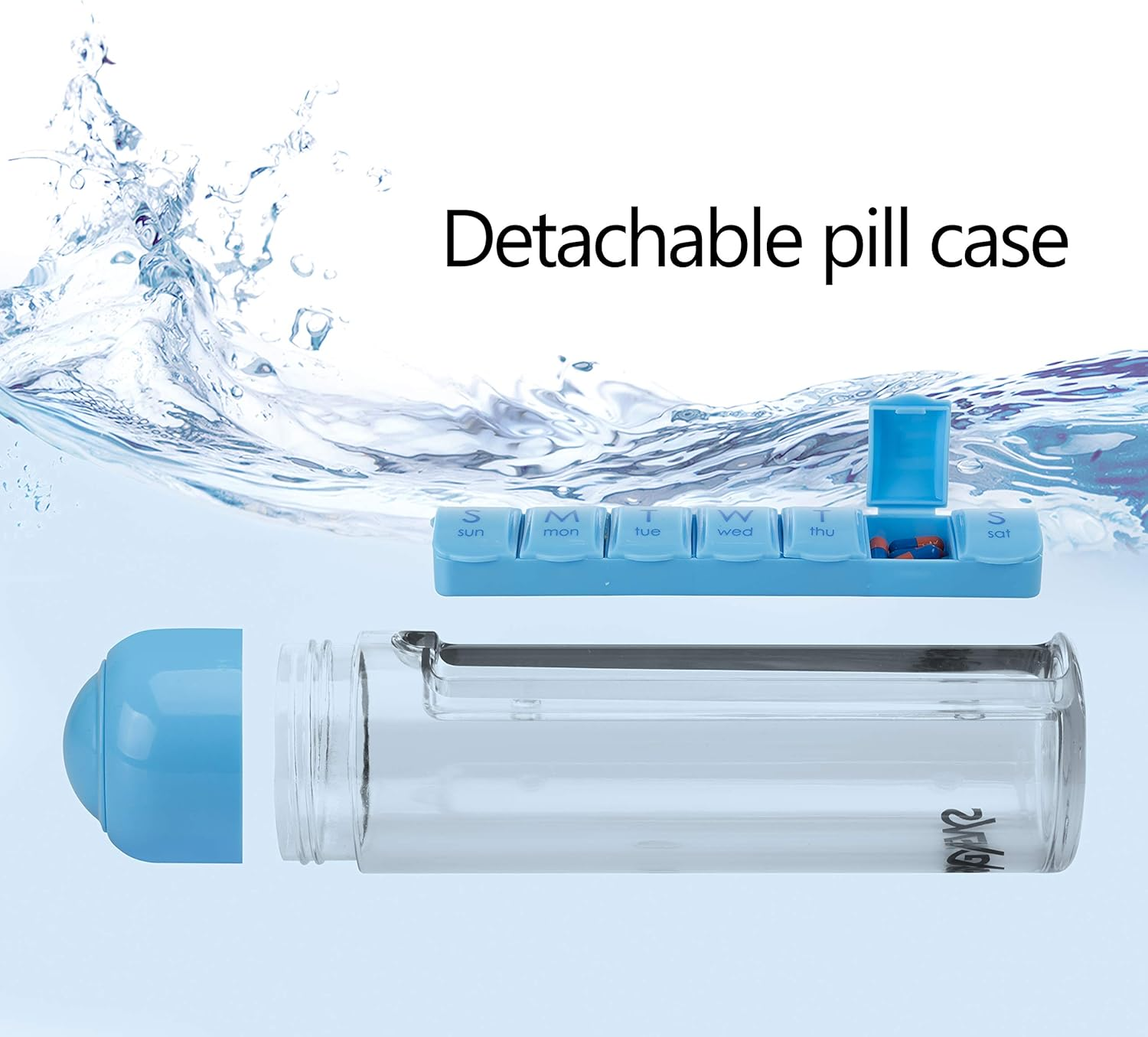 Weekly Pill Organizer Travel Water Bottle