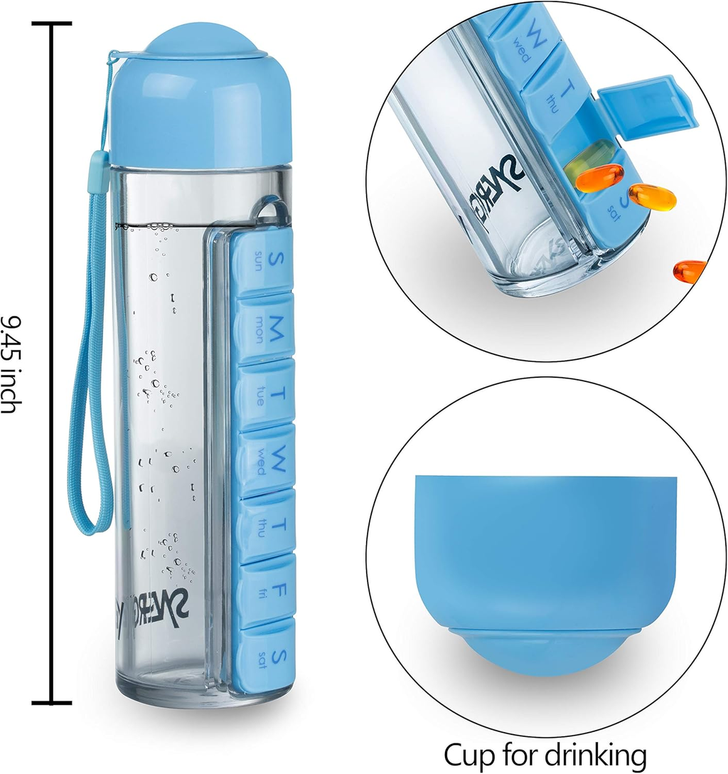Weekly Pill Organizer Travel Water Bottle