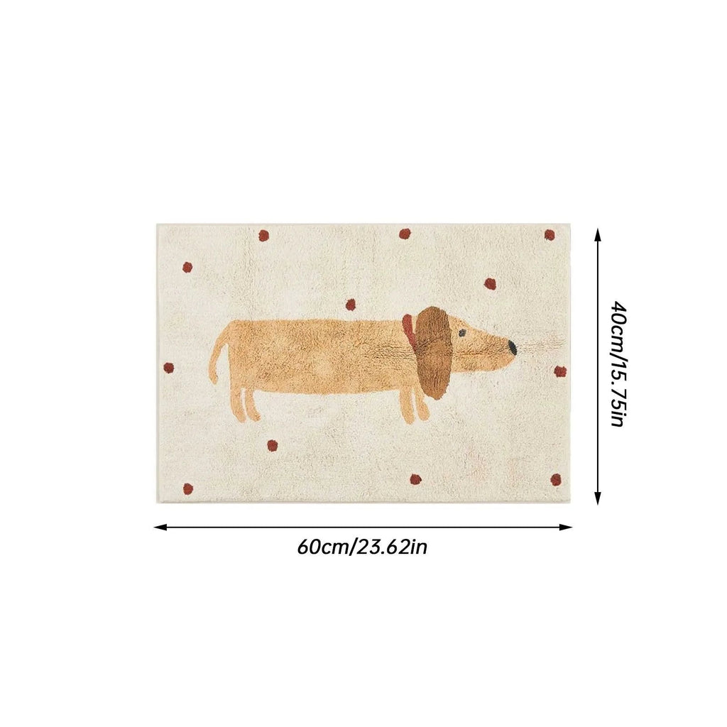 Soft rug with dachshund pattern – Cozy children's rug for the bedroom