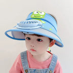 Children's Sun Hat with Fan – Adjustable Summer Hat with Frog Design