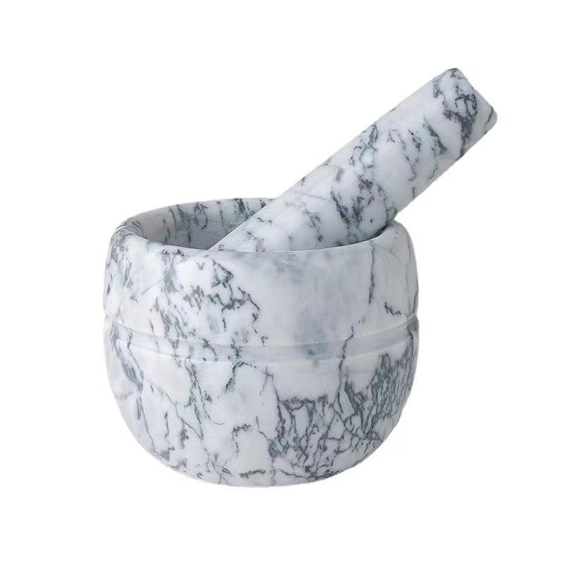 Marble Mortar and Pestle; 
Size: 13*13*9cm; 
Pestle: R5*15cm