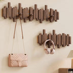 Piano Wall-Mounted Coat Rack – Walnut or Beech Wood Hook Rail for Jackets, Bags & Hats