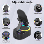 360° Adjustable Phone Stand with Built-in Bluetooth Speaker