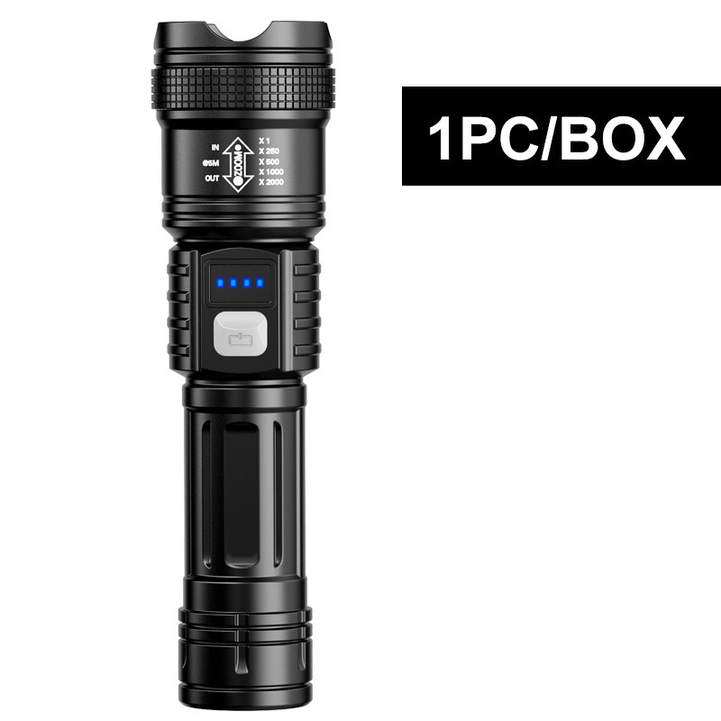 Rechargeable LED Flashlight with Zoom Beam, USB-C Charging and Power Bank