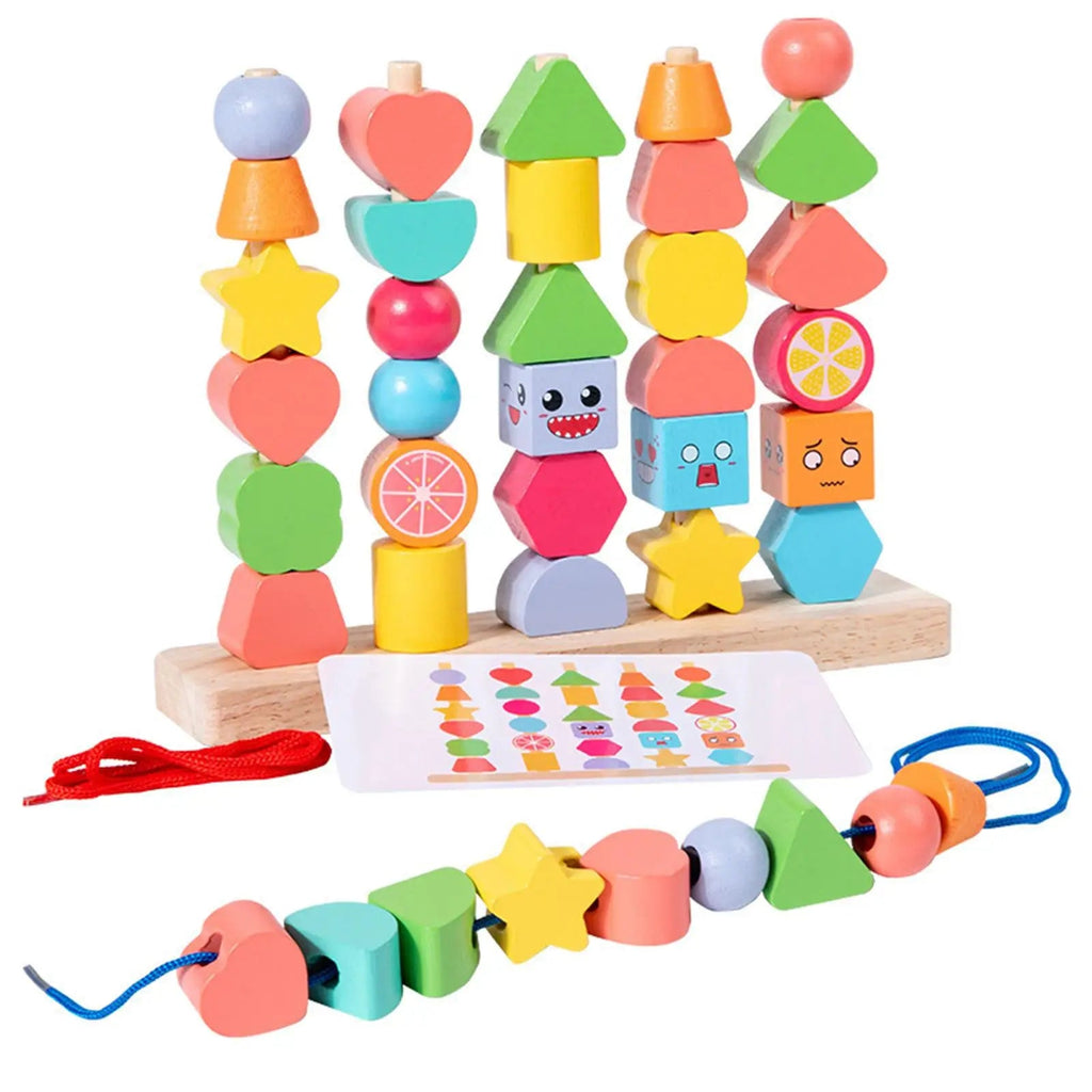 Promotes Spatial Understanding – Learning Blocks Made of Wood with Colorful Shapes