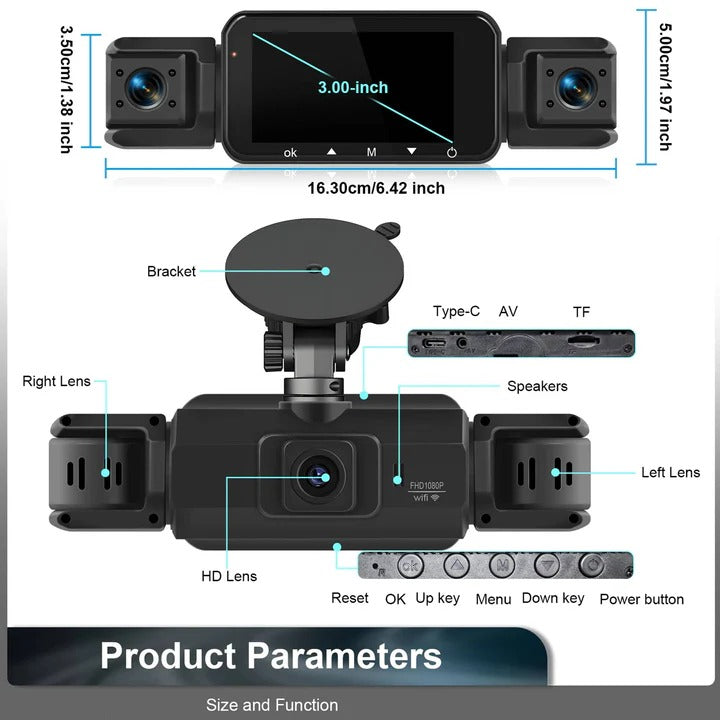 Smart Car Dash Camera System with Night Vision and WiFi