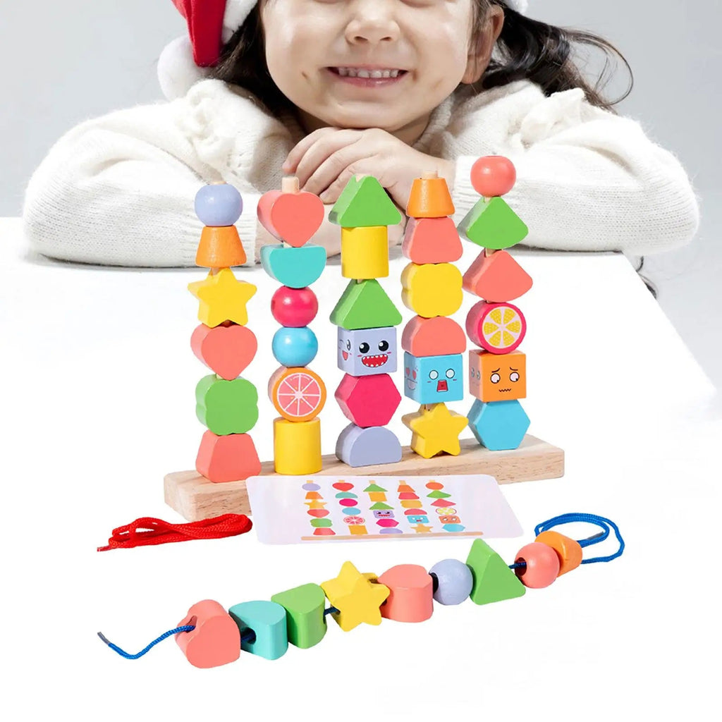 Promotes Spatial Understanding – Learning Blocks Made of Wood with Colorful Shapes