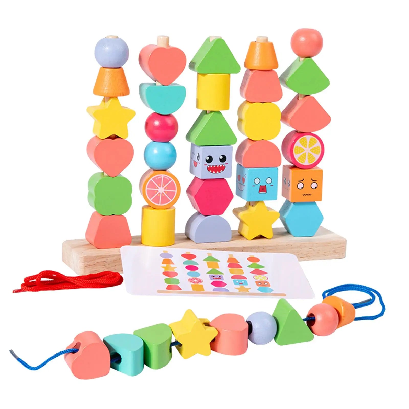 Promotes Spatial Understanding – Learning Blocks Made of Wood with Colorful Shapes