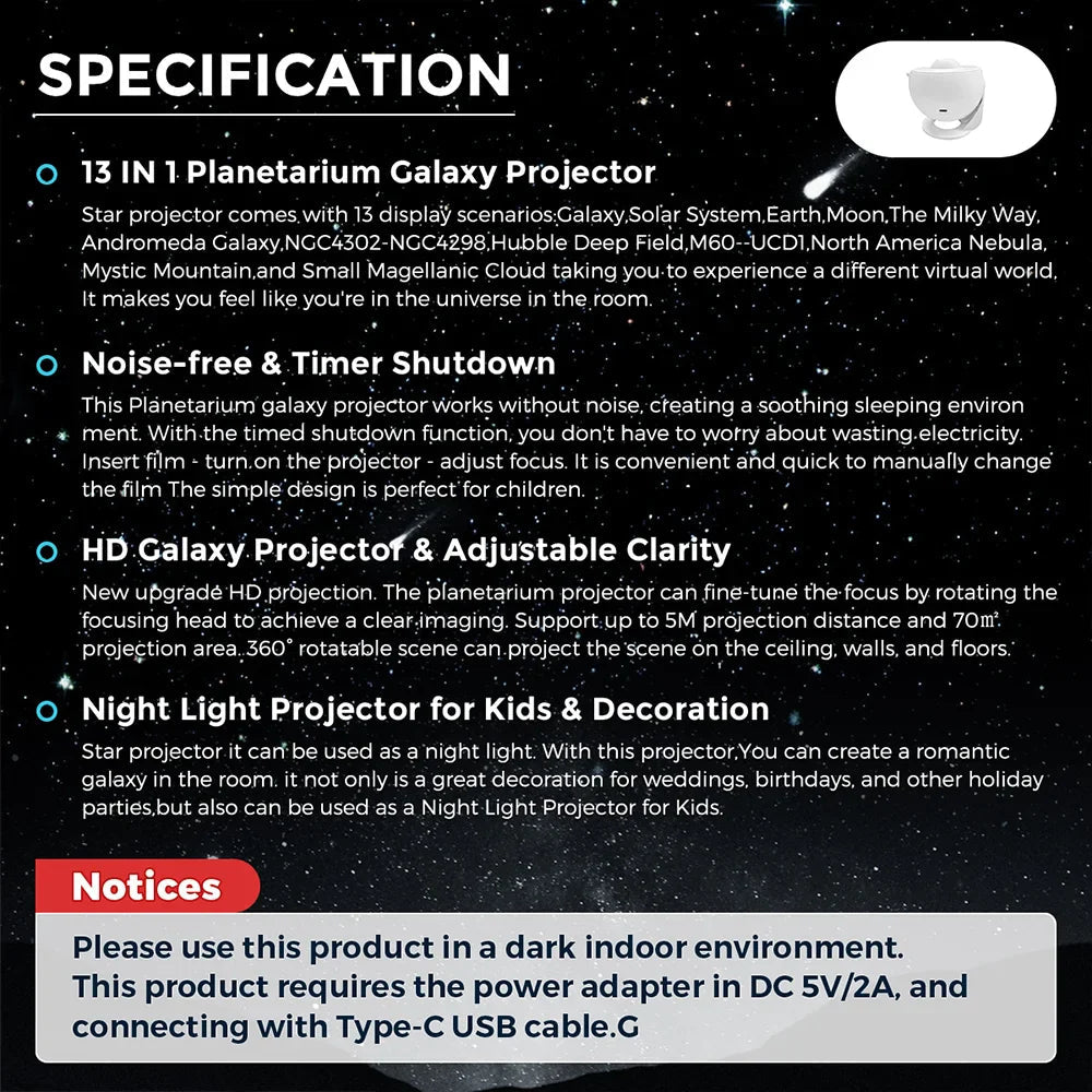 Starry Night Galaxy Projector