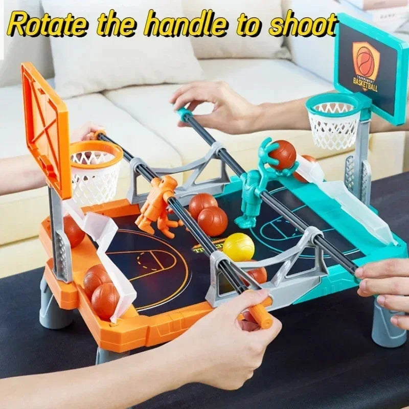 Interactive tabletop basketball game with shooting mechanism