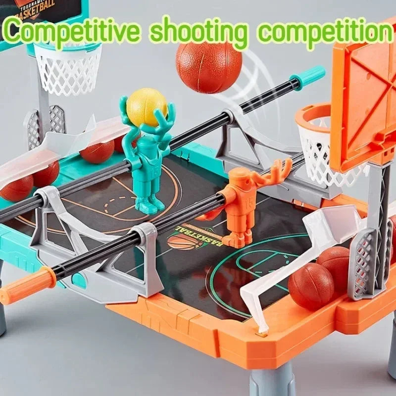 Interactive tabletop basketball game with shooting mechanism