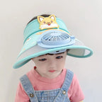 Children's Sun Hat with Fan – Adjustable Summer Hat with Frog Design