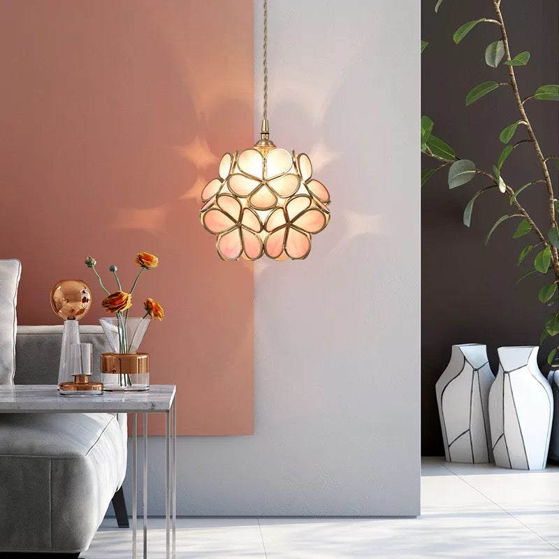 Modern Flower Shape Glass LED Pendant Lamp