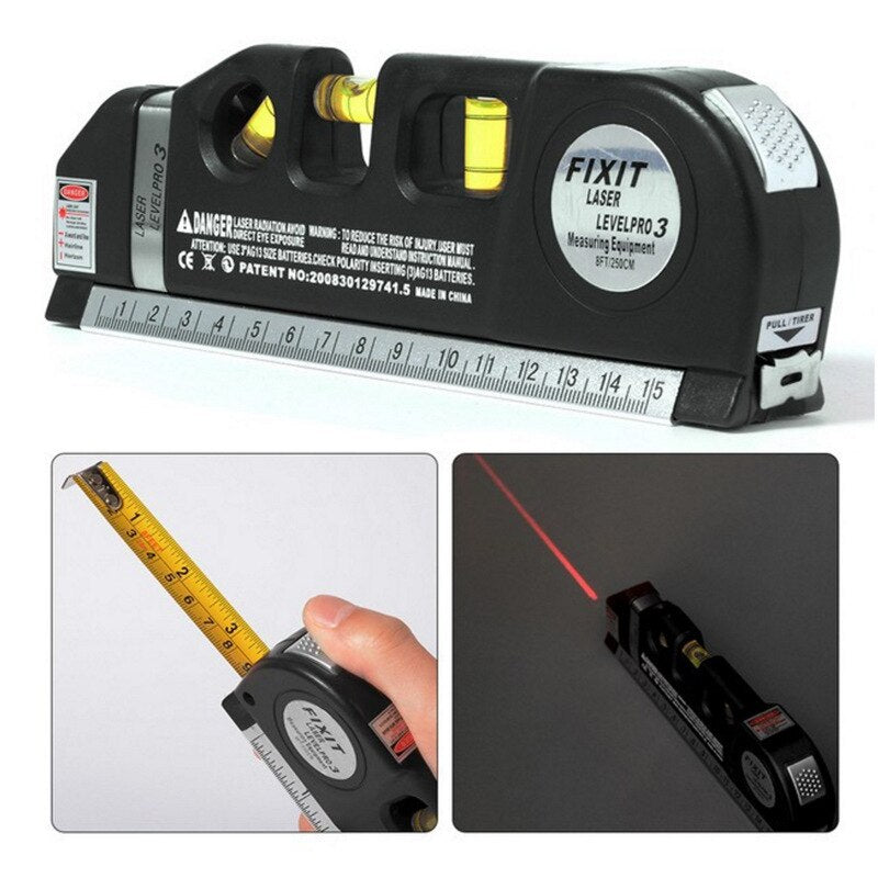 in-1 Tool – Laser Level with Ruler, Level, and Protractor