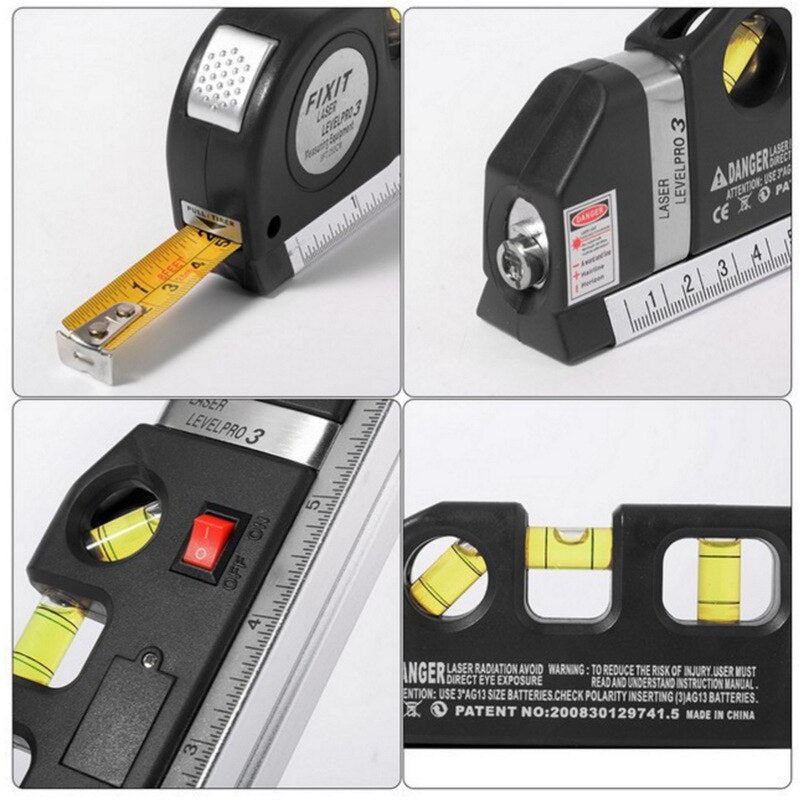 in-1 Tool – Laser Level with Ruler, Level, and Protractor