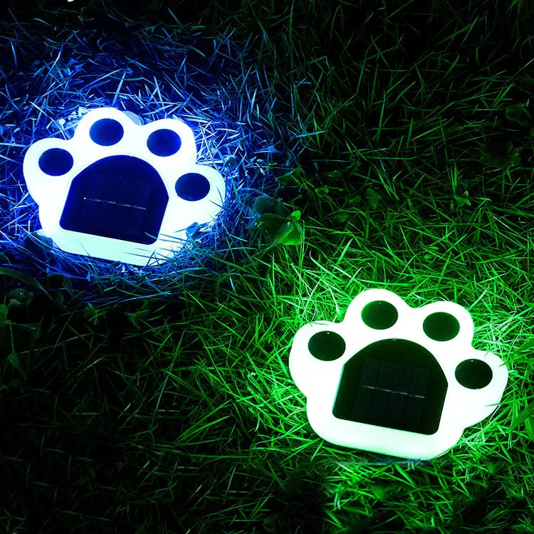 Solar Paw-Print Garden Lights with Warm or Multicolor Illumination