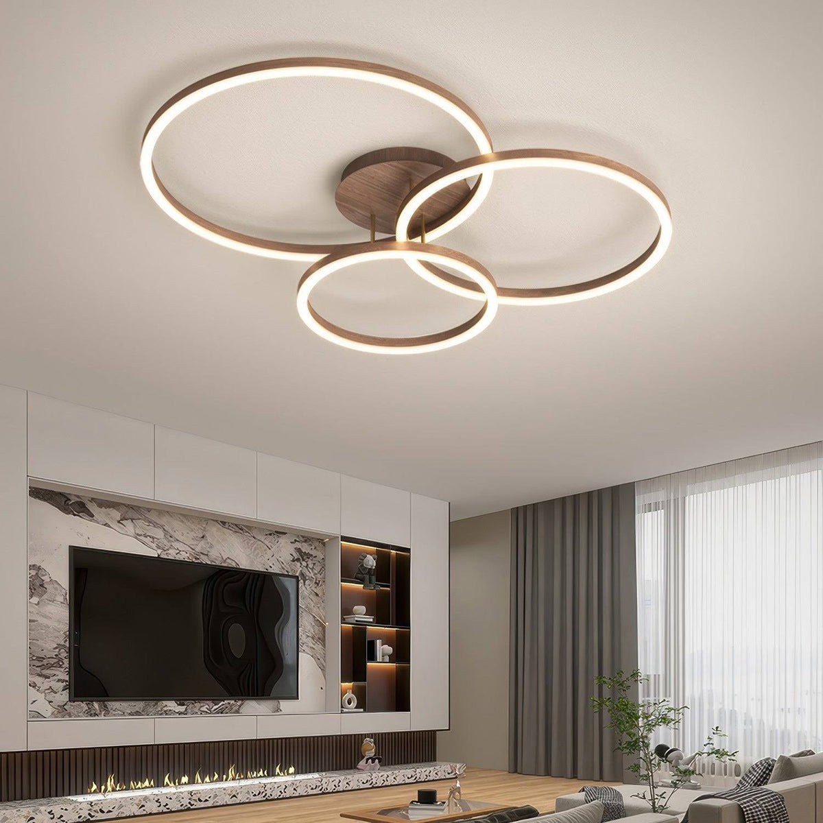 LED Ceiling Light with Decorative Rings 55x50cm - 32W