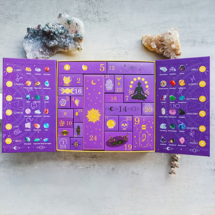 Halloween Crystal Advent Calendar | 31-Day Countdown Box | Healing Stone Collection