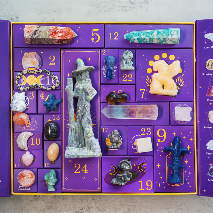 Halloween Crystal Advent Calendar | 31-Day Countdown Box | Healing Stone Collection