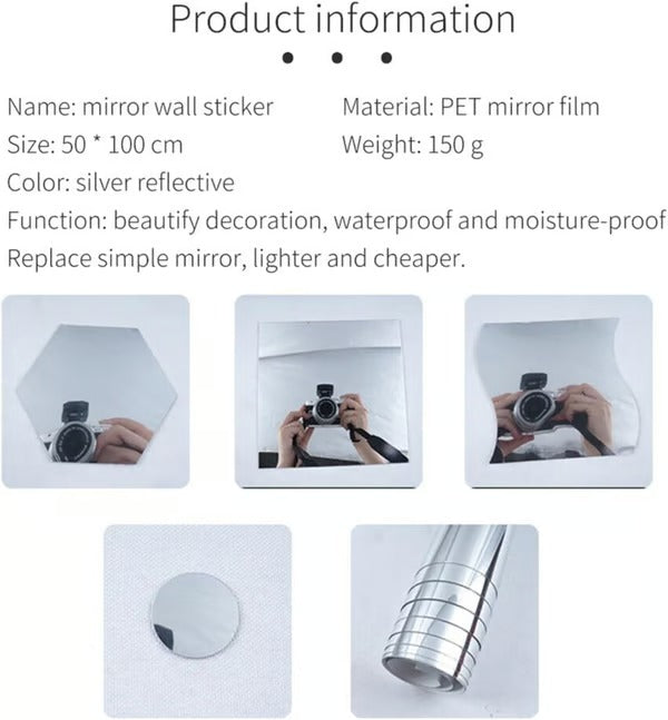 Flexible Mirror Sheets | Shatterproof PET Wall Mirror | Peel & Stick Design | Lightweight & Safe