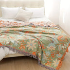 Rustic Floral Boho Blanket | 100% Cotton Blanket for Sensitive Skin