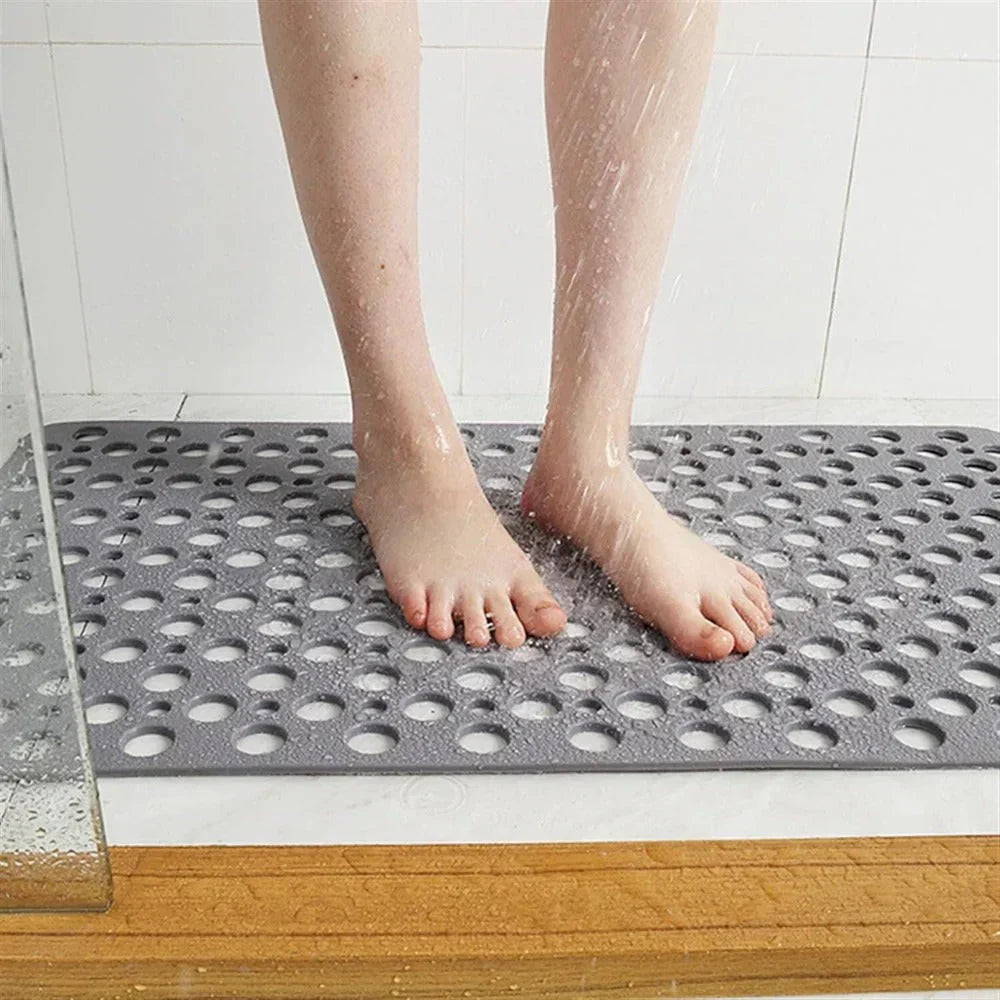 Non-Slip Shower Mat with Suction Cups and Drainage Holes, PVC and TPE