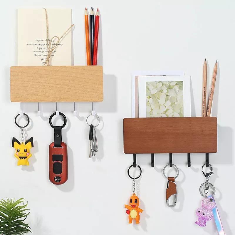 KeyOrganize Wood Key Holder Wall Shelf | Multifunctional & Stylish | Wall Decor & Storage