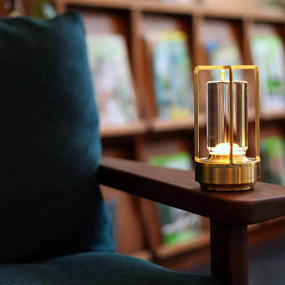Wireless Lantern Lamp with Crystal Shade