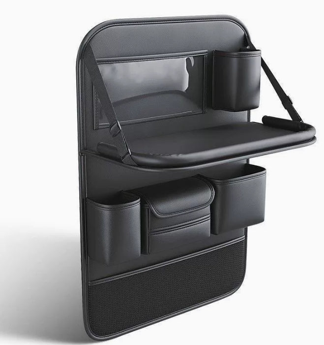 Multifunctional Car Seat Back Large Capacity Storage Bag with 4 USB Charging Ports, Retractable Tray, Tablet Holder, Tissue Storage, Cup Holder, Large Storage Bag and More