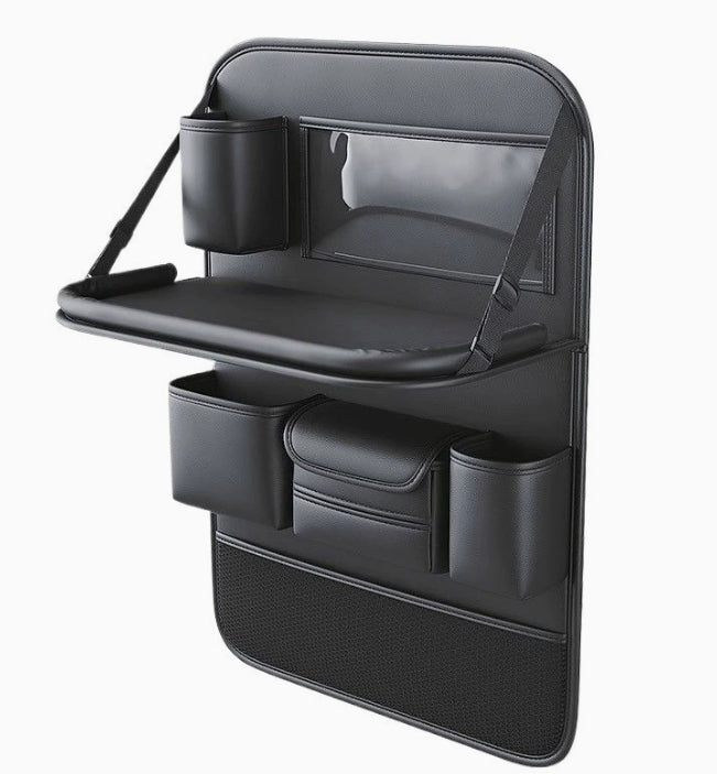 Multifunctional Car Seat Back Large Capacity Storage Bag with 4 USB Charging Ports, Retractable Tray, Tablet Holder, Tissue Storage, Cup Holder, Large Storage Bag and More