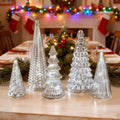 GlansPine LED Pine Set – 5-piece Silver Christmas Decoration with Warm Light
