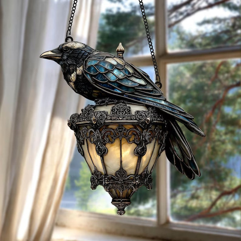 Crow Pendant | Hand-Painted Gothic Decor