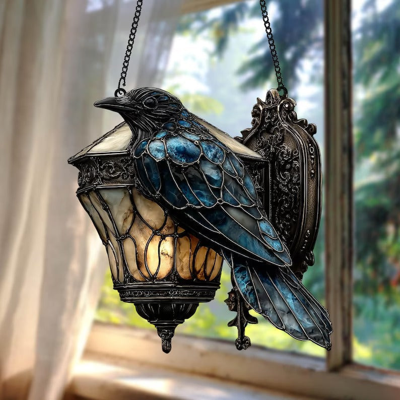 Crow Pendant | Hand-Painted Gothic Decor