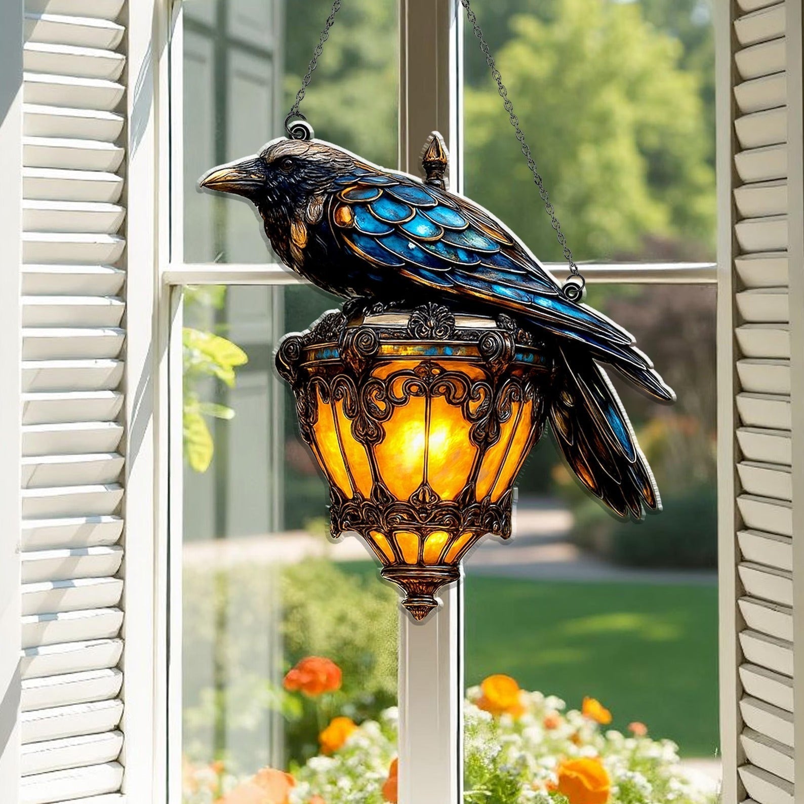 Crow Pendant | Hand-Painted Gothic Decor
