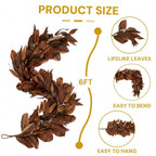 Brown Magnolia Leaf Garland – realistic autumn decoration for interiors and covered outdoor areas