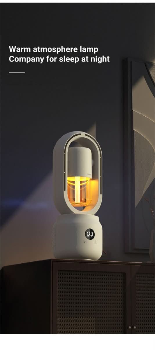 Portable fan without blades with humidifier and night light for refreshing comfort