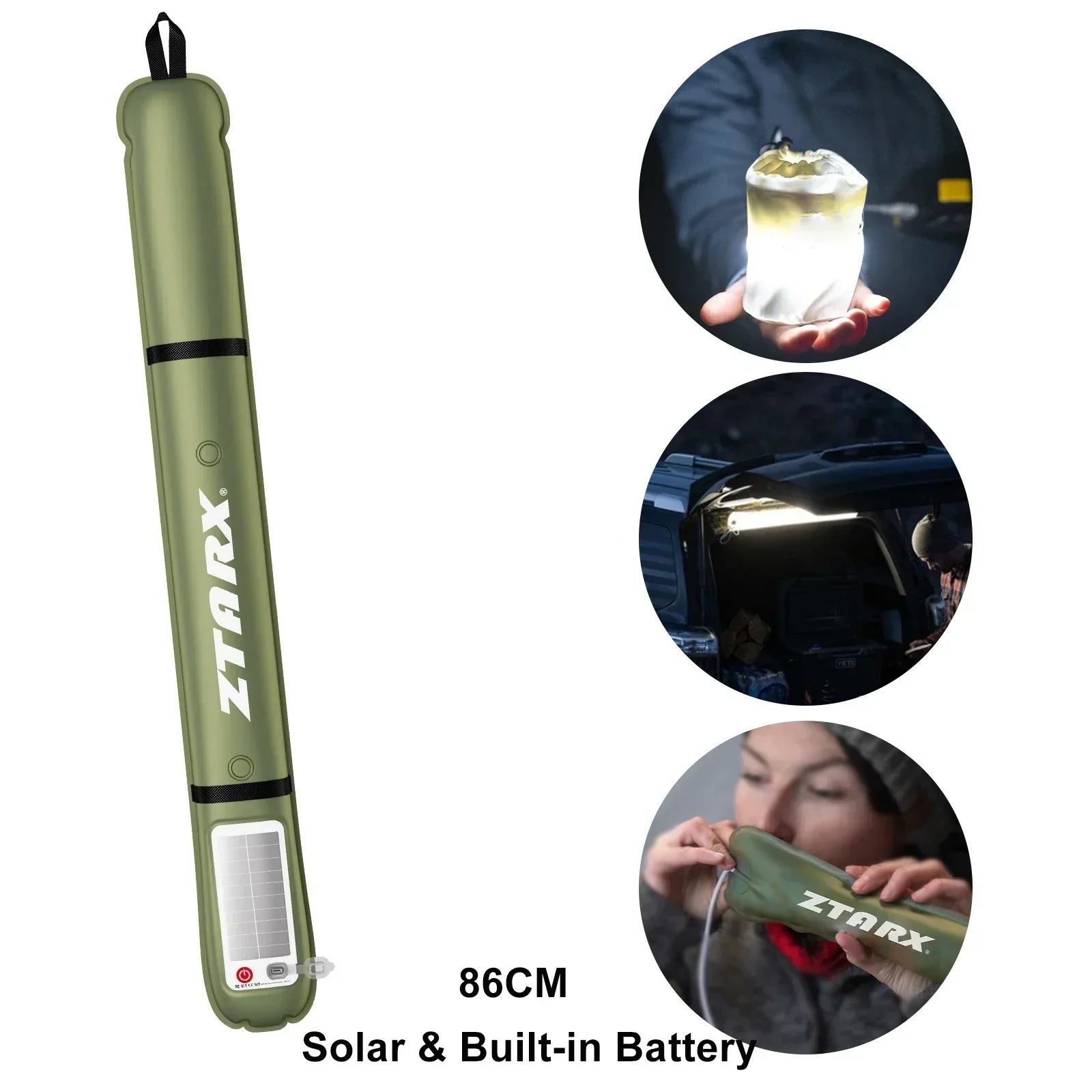Inflatable Solar LED Tube Light - LumiGlow Pro