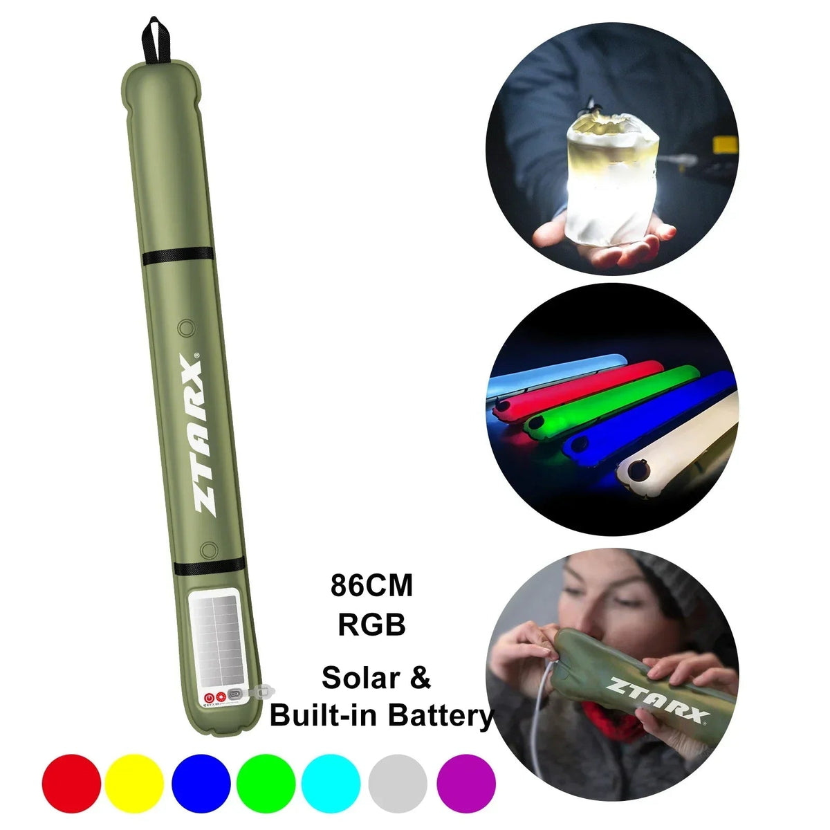 Inflatable Solar LED Tube Light - LumiGlow Pro