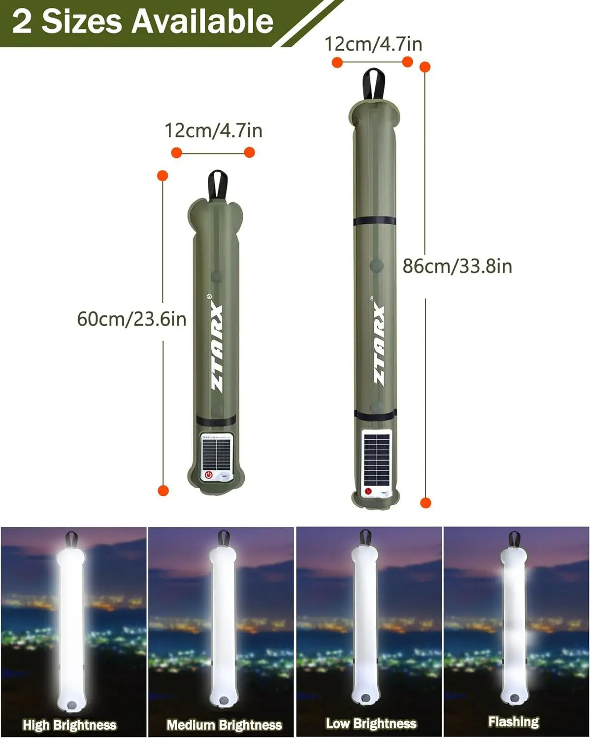 Inflatable Solar LED Tube Light - LumiGlow Pro