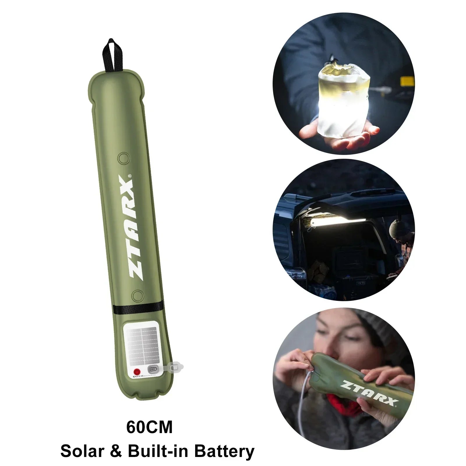 Inflatable Solar LED Tube Light - LumiGlow Pro