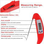 Instant digital meat thermometer probe for grilling and cooking