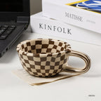 Irregular checkered ceramic mug