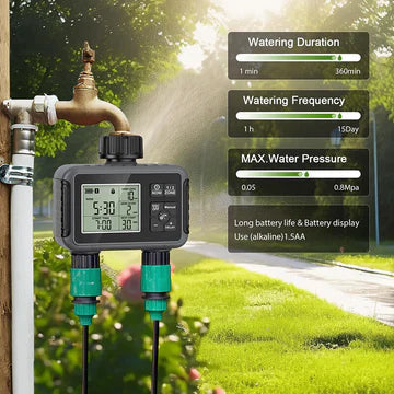 Dual-Zone Sprinkler Water Timer with Smart Scheduling & LCD Display